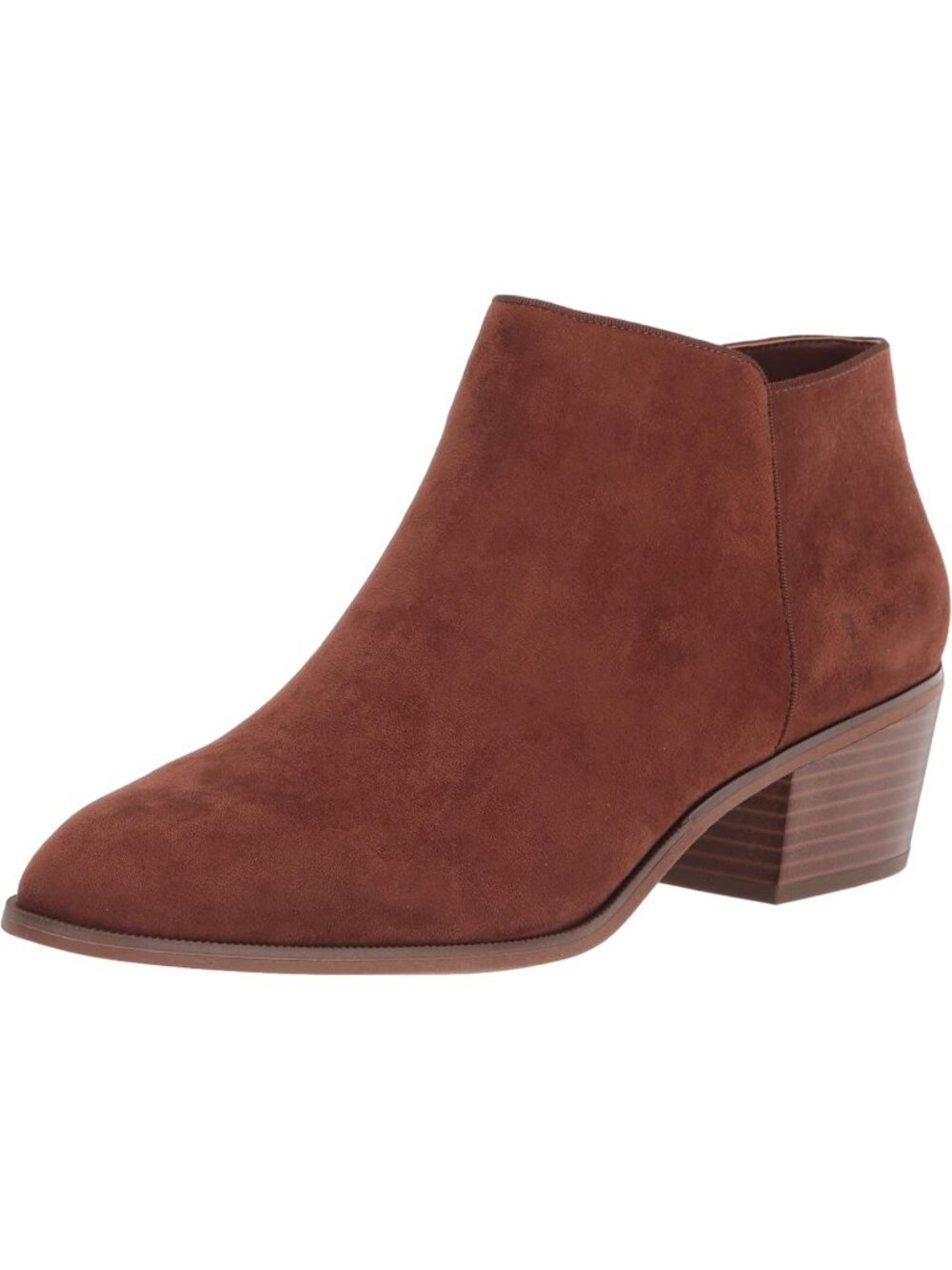 Women's Cognac Essentials Superior Side Zipper Stacked Low Block Heel Ankle Boot